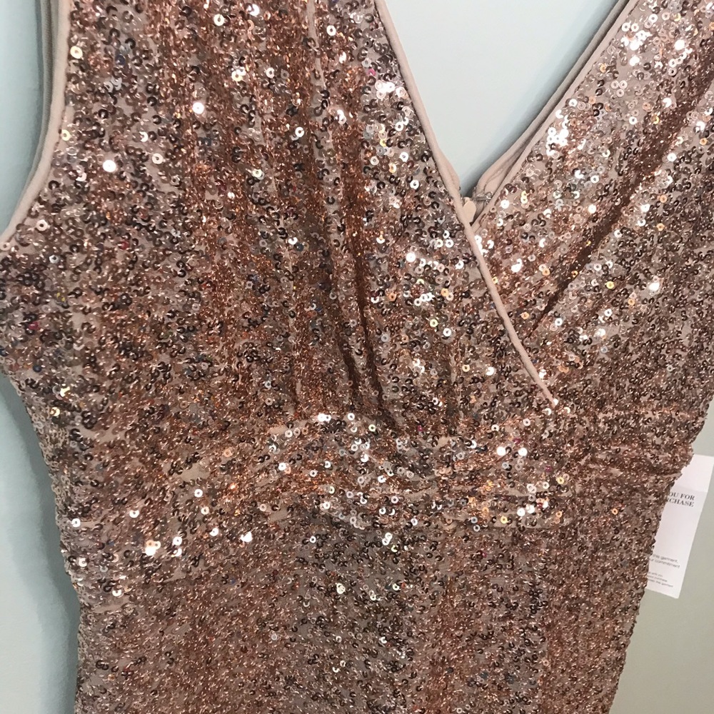 BELLE BADGLEY MISCHKA Blush Rose Sequin Gown Dress - Picture 6 of 8